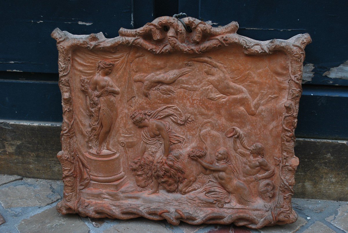 Relief En Terre Cuite Scène à L Antique Athéna0 d ans Le Gout XVIII Signé de Moreau