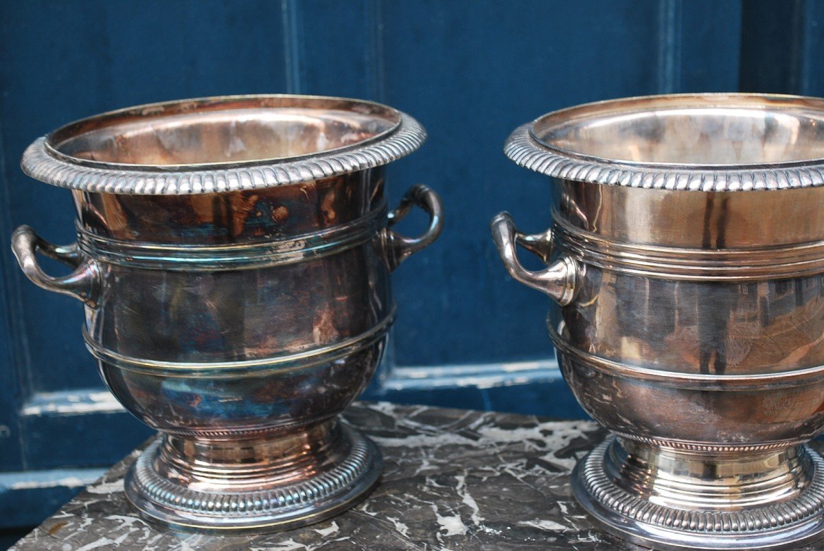 Pair Of XVIII Style Metal Bottle Buckets-photo-2