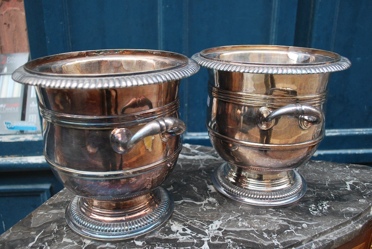 Pair Of XVIII Style Metal Bottle Buckets-photo-2