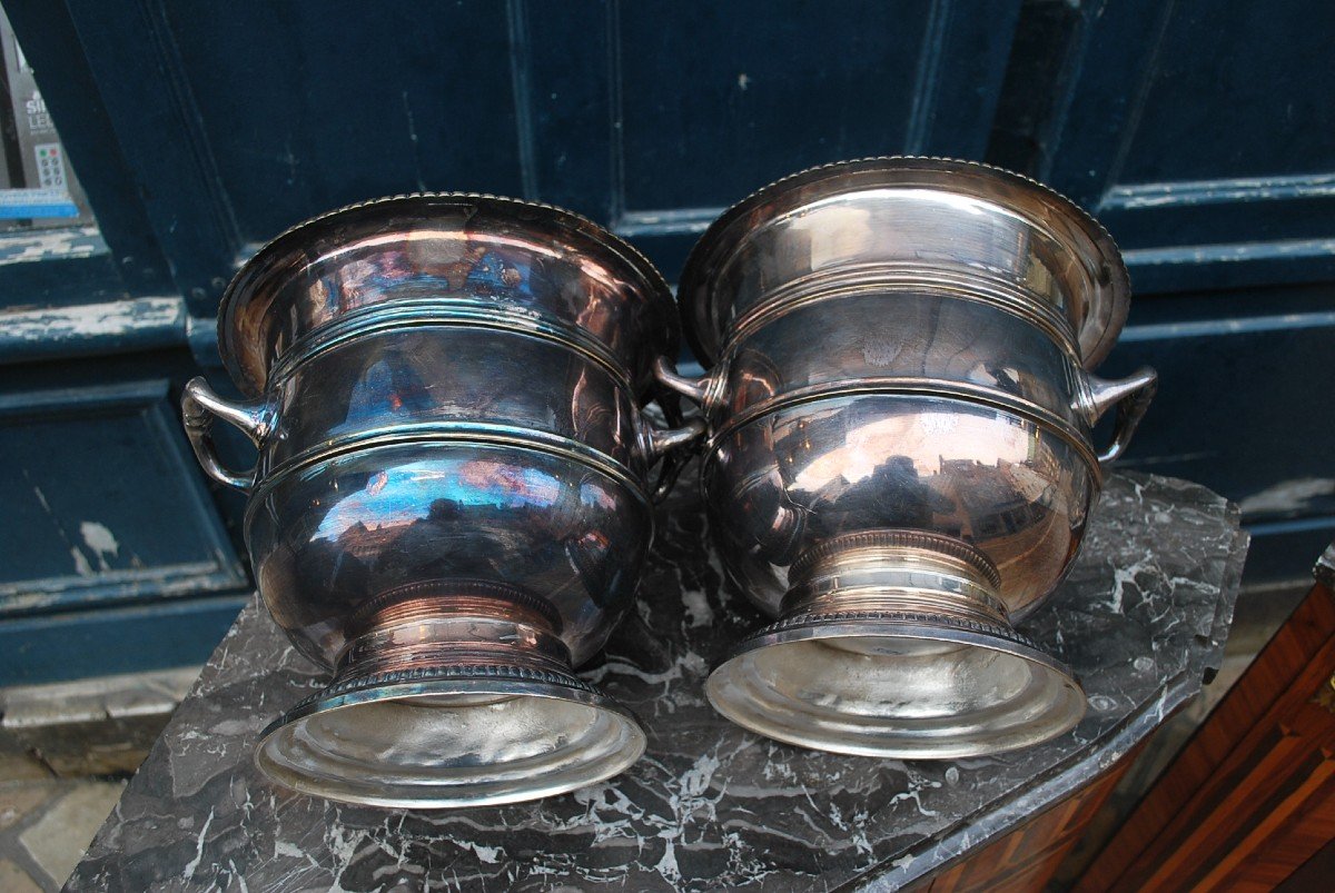 Pair Of XVIII Style Metal Bottle Buckets-photo-5