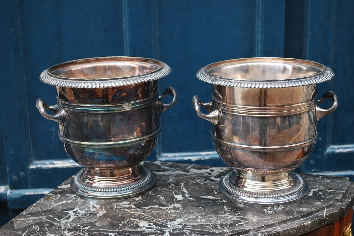 Pair Of XVIII Style Metal Bottle Buckets