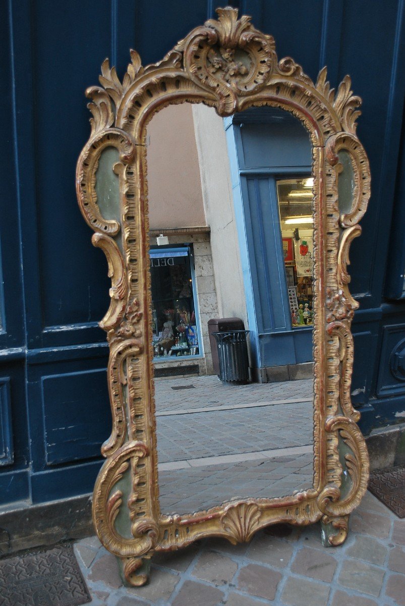 Beautiful Louis XV Period Gilded Wood Mirror, Provence XVIII-photo-2