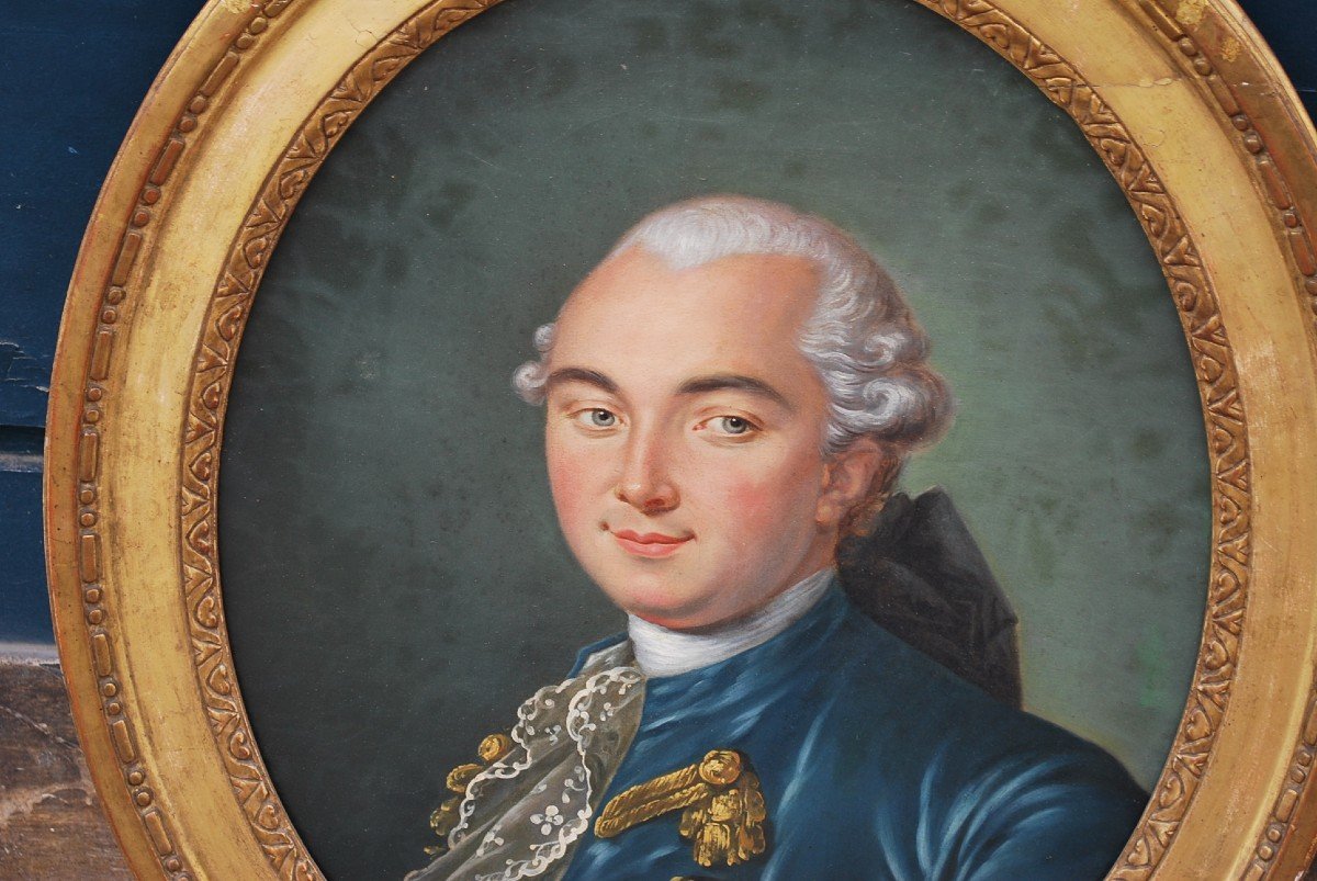 Portrait D Homme D époque Louis XVI Dans Un Cadre Estampillé De Dupain-photo-4