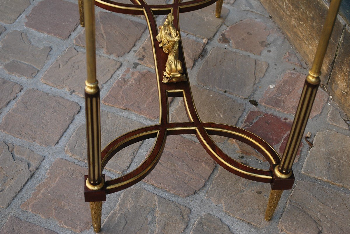 Table Cuvette Acajou Et Bronze Estampillé De Dasson  Dans Le Gout De Weisweiler-photo-4