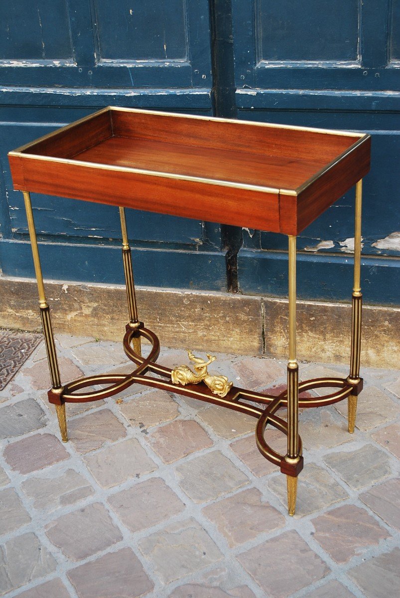 Table Cuvette Acajou Et Bronze Estampillé De Dasson  Dans Le Gout De Weisweiler