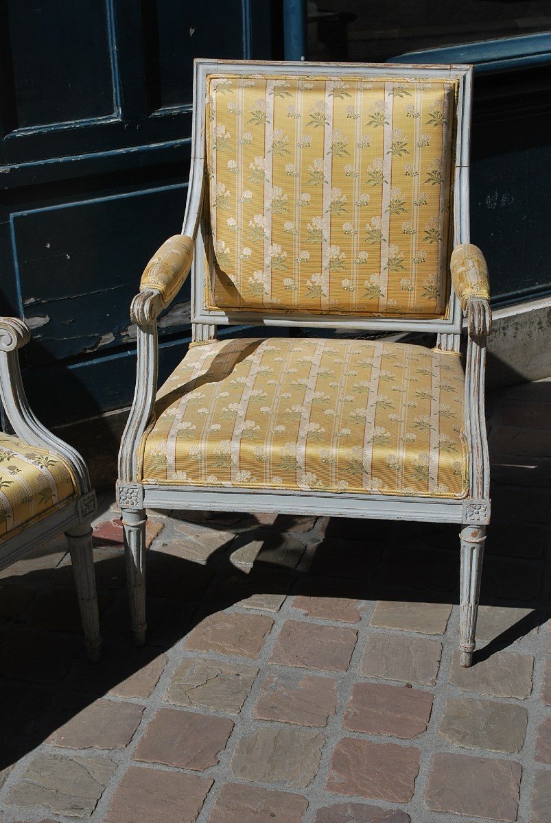 Paire De Fauteuil Louis XVI Estampillés De Pluvinet   XVIII-photo-4