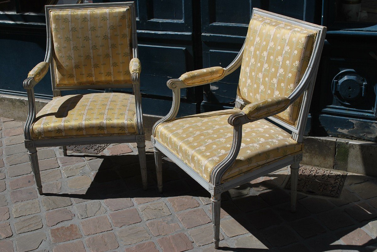 Paire De Fauteuil Louis XVI Estampillés De Pluvinet   XVIII-photo-2