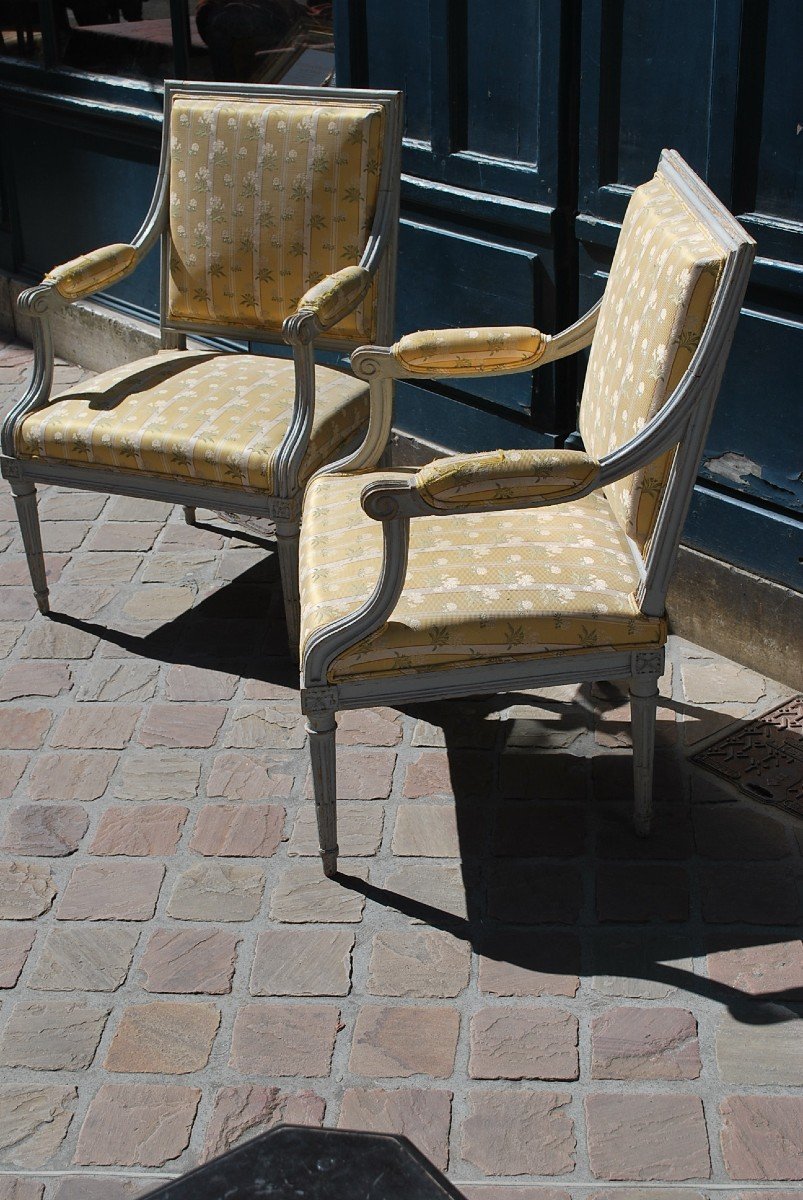 Paire De Fauteuil Louis XVI Estampillés De Pluvinet   XVIII-photo-3