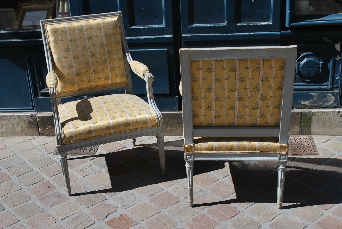 Paire De Fauteuil Louis XVI Estampillés De Pluvinet   XVIII-photo-4