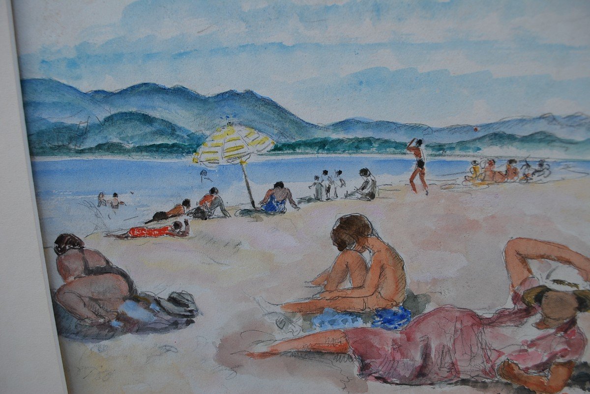 Henry Lebasque ,saint Tropez La Plage Aquarelle-photo-8