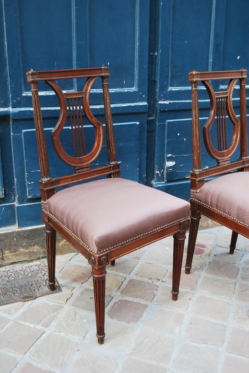 Pair Of Louis XVI Jacob Mahogany Chairs-photo-3