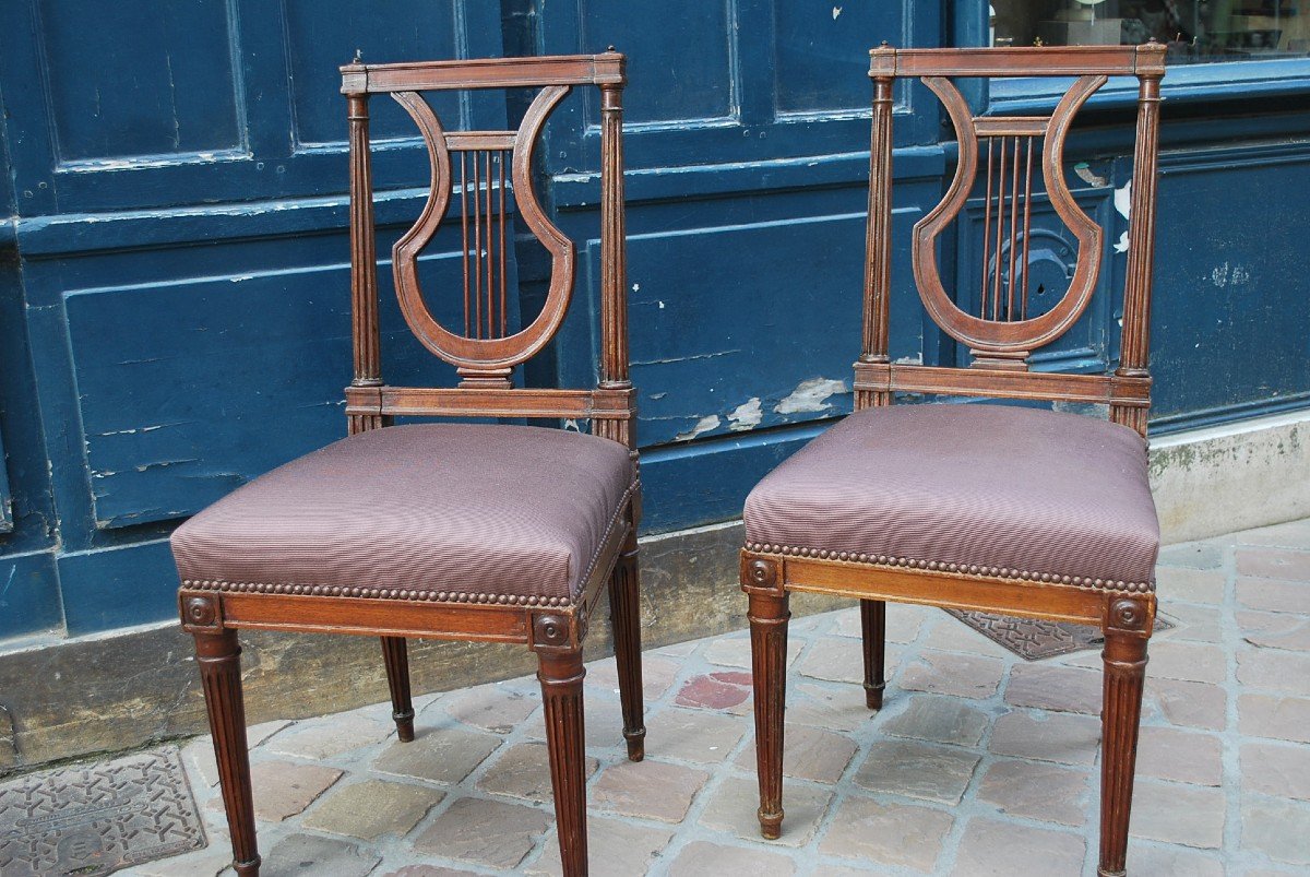 Pair Of Louis XVI Jacob Mahogany Chairs-photo-3