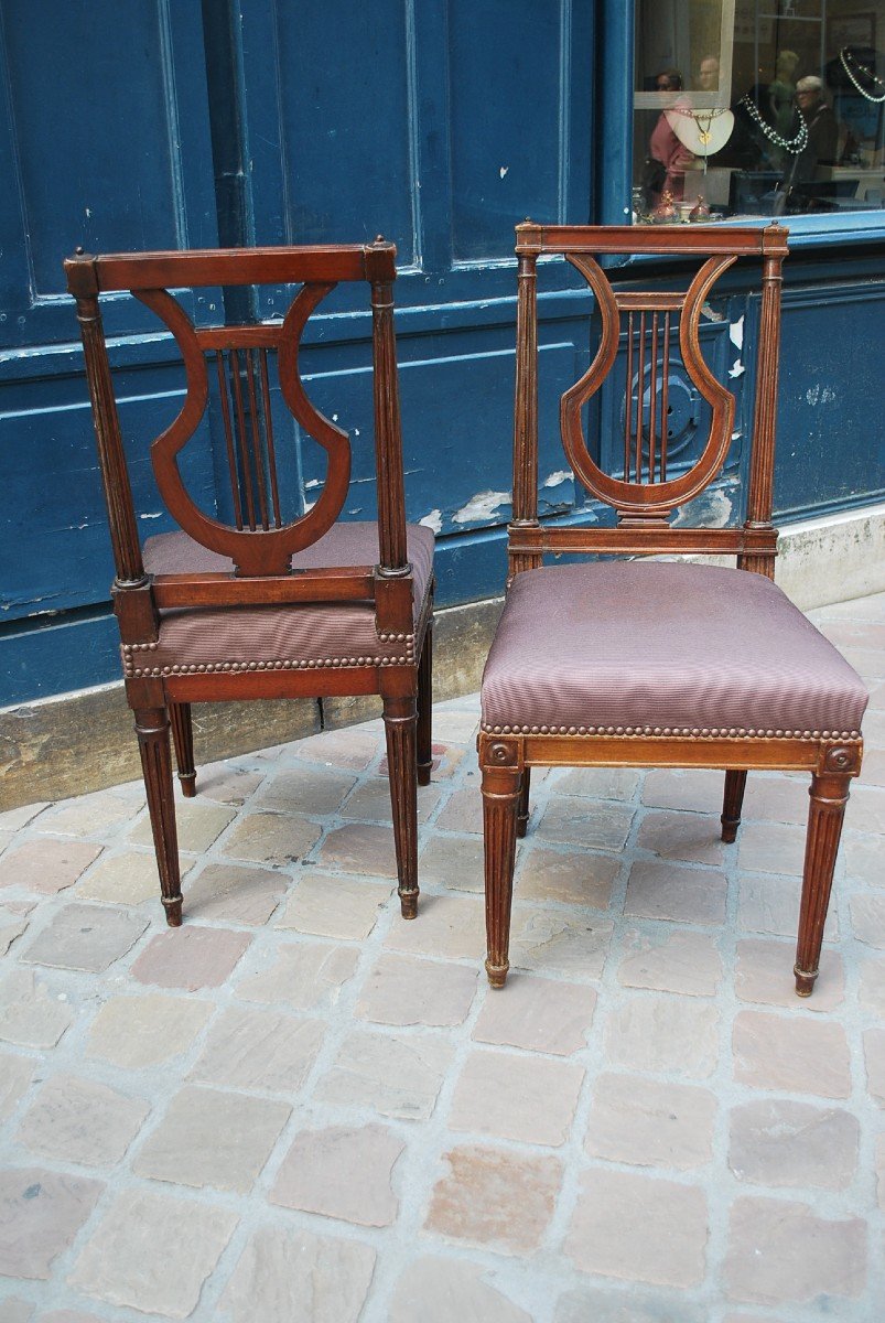 Pair Of Louis XVI Jacob Mahogany Chairs-photo-4
