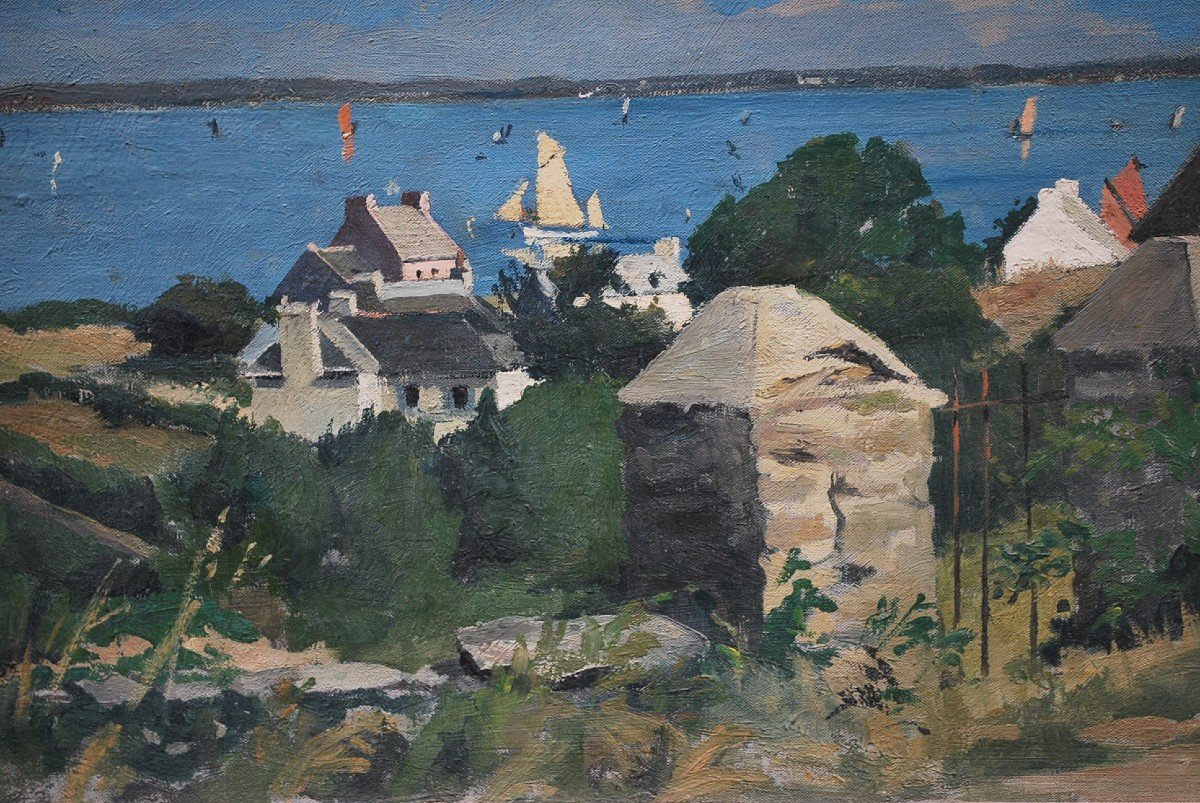 Vue De Bretagne , Huile Sur Toile De Renée Carpentier