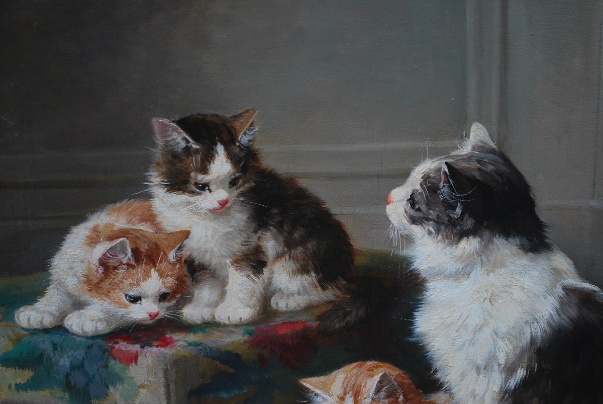 Cat Family, Oil On Canvas By Yo Laur-photo-5