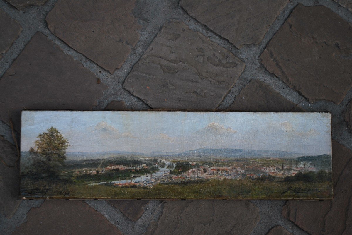 Vue D Elbeuf  ,huile Sur Toile XIX-photo-2