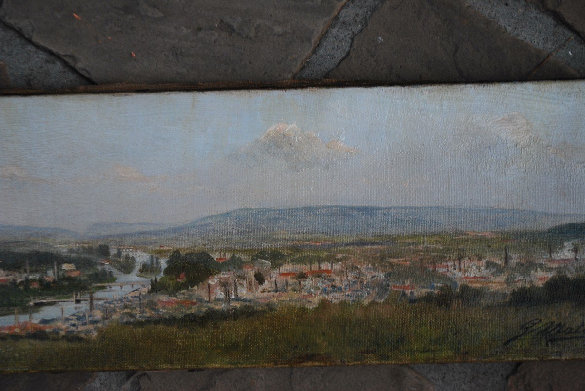 Vue D Elbeuf  ,huile Sur Toile XIX-photo-4