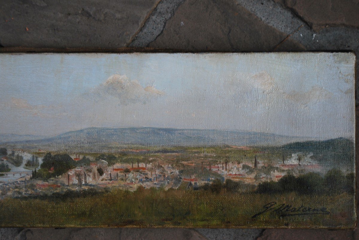 Vue D Elbeuf  ,huile Sur Toile XIX-photo-5