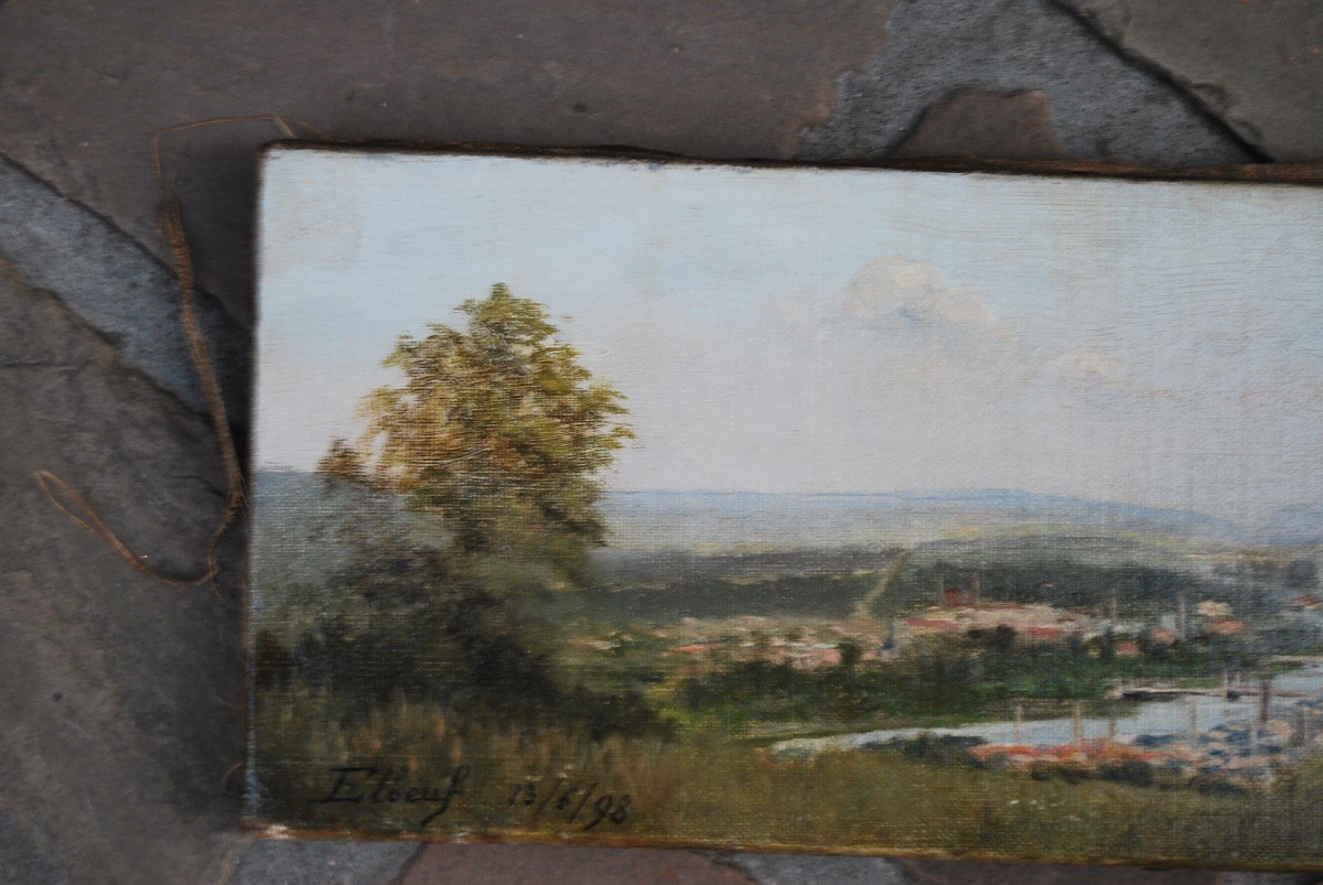 Vue D Elbeuf  ,huile Sur Toile XIX-photo-6