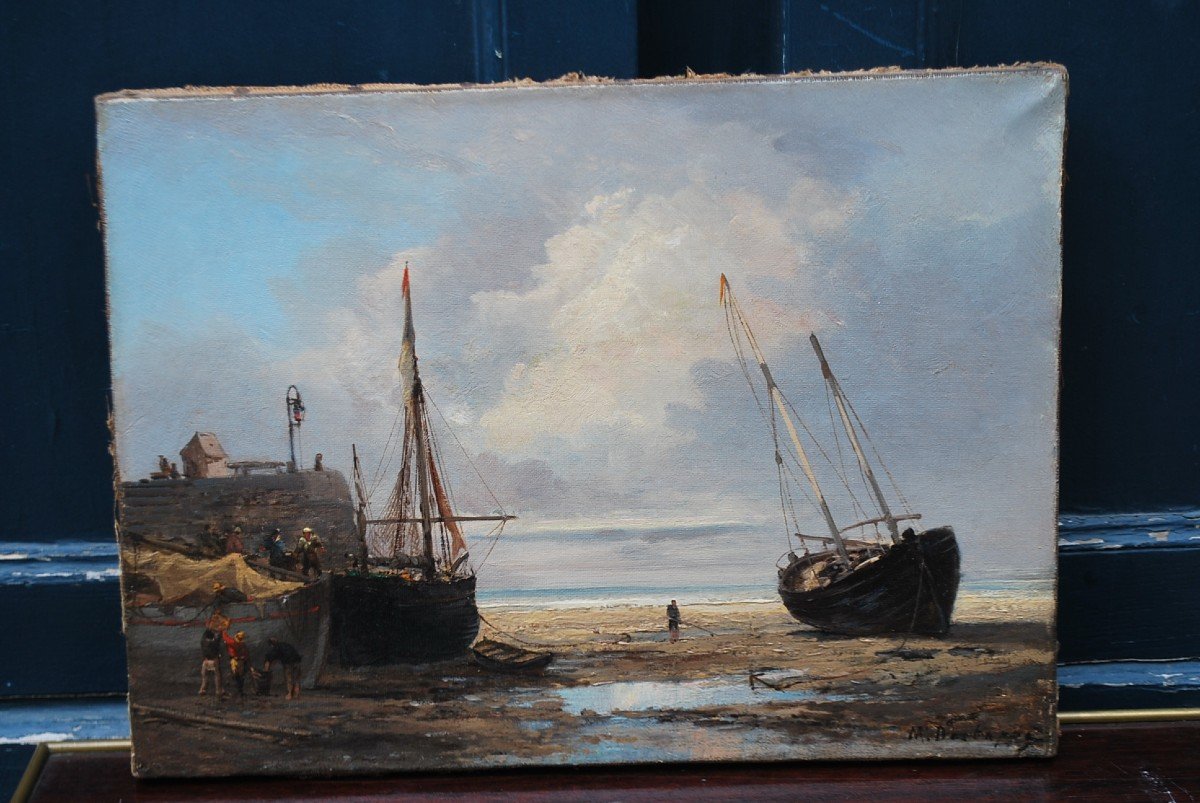 Seaside With Boats, 19th Century School-photo-3