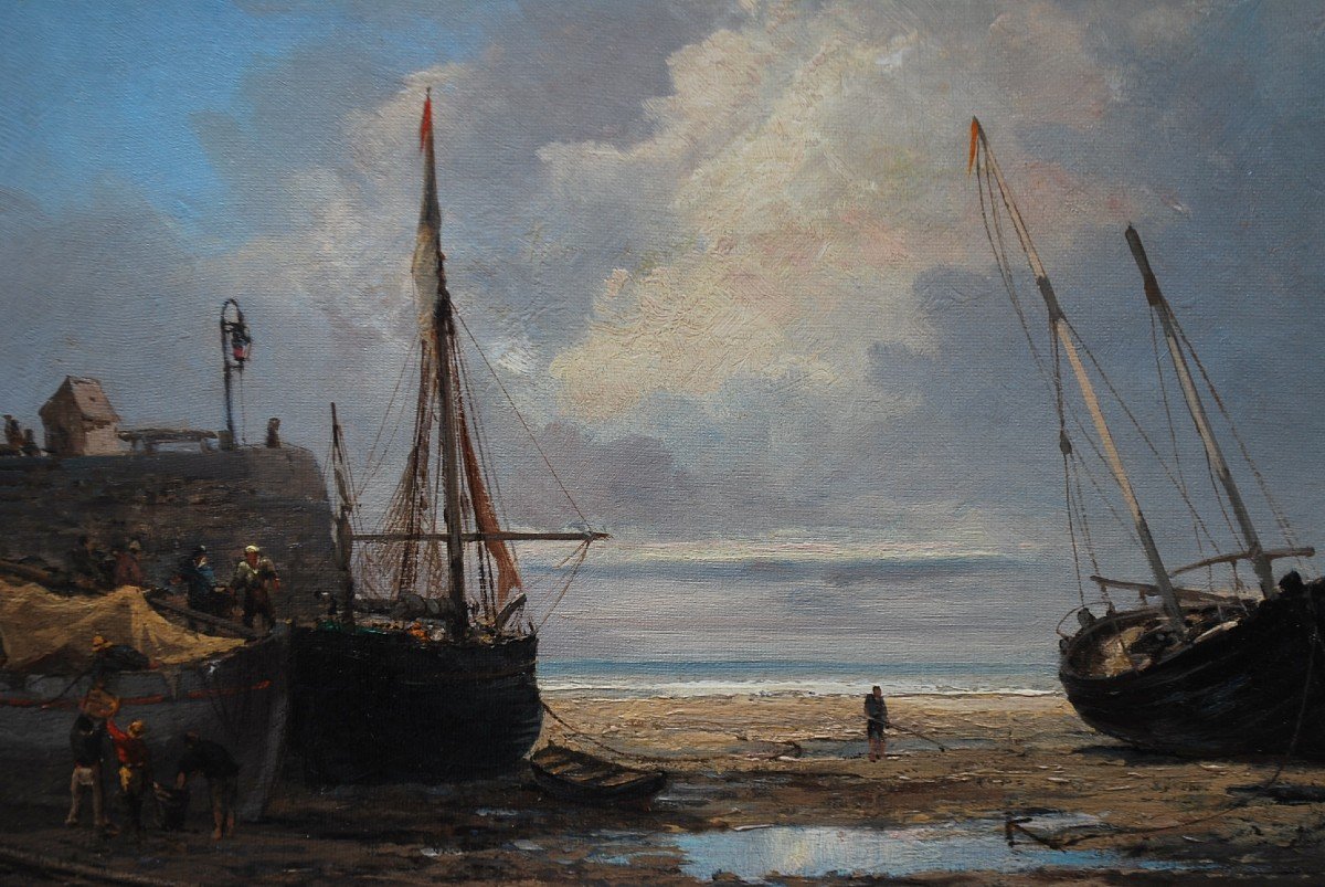 Seaside With Boats, 19th Century School-photo-1