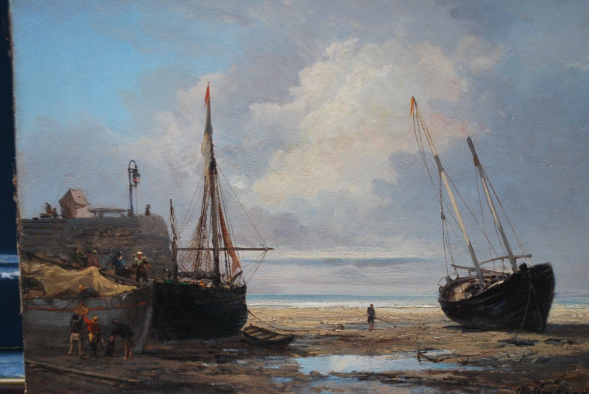 Seaside With Boats, 19th Century School-photo-7