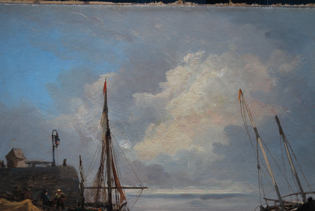 Bord De Mer Avec Bateaux , école Du XIX-photo-8