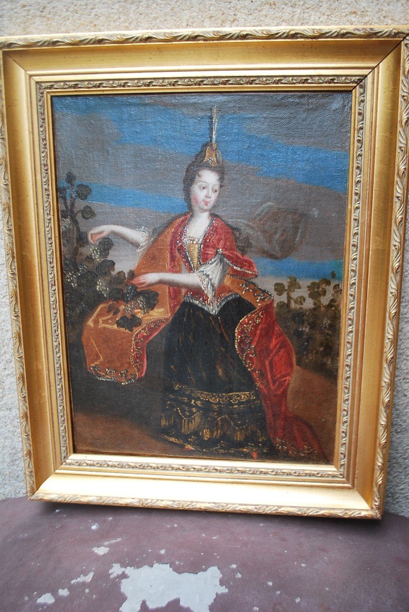 Portrait Of Anne Victoire De Bourbon Oil Late XVII-photo-3