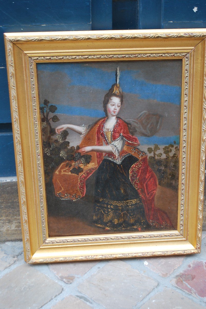 Portrait Of Anne Victoire De Bourbon Oil Late XVII-photo-6