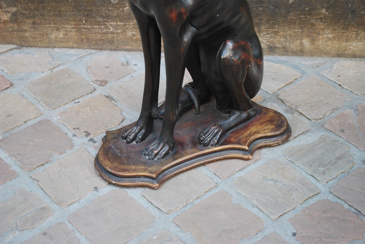 Patinated Wooden Dog Representing A Greyhound-photo-2