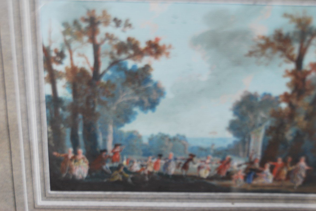 Gouache D Louis XVI Period Late XVIII Festival In Saint Cloud -photo-2