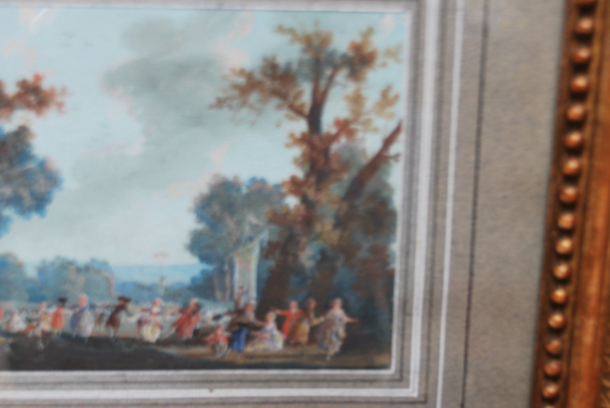 Gouache D Louis XVI Period Late XVIII Festival In Saint Cloud -photo-3