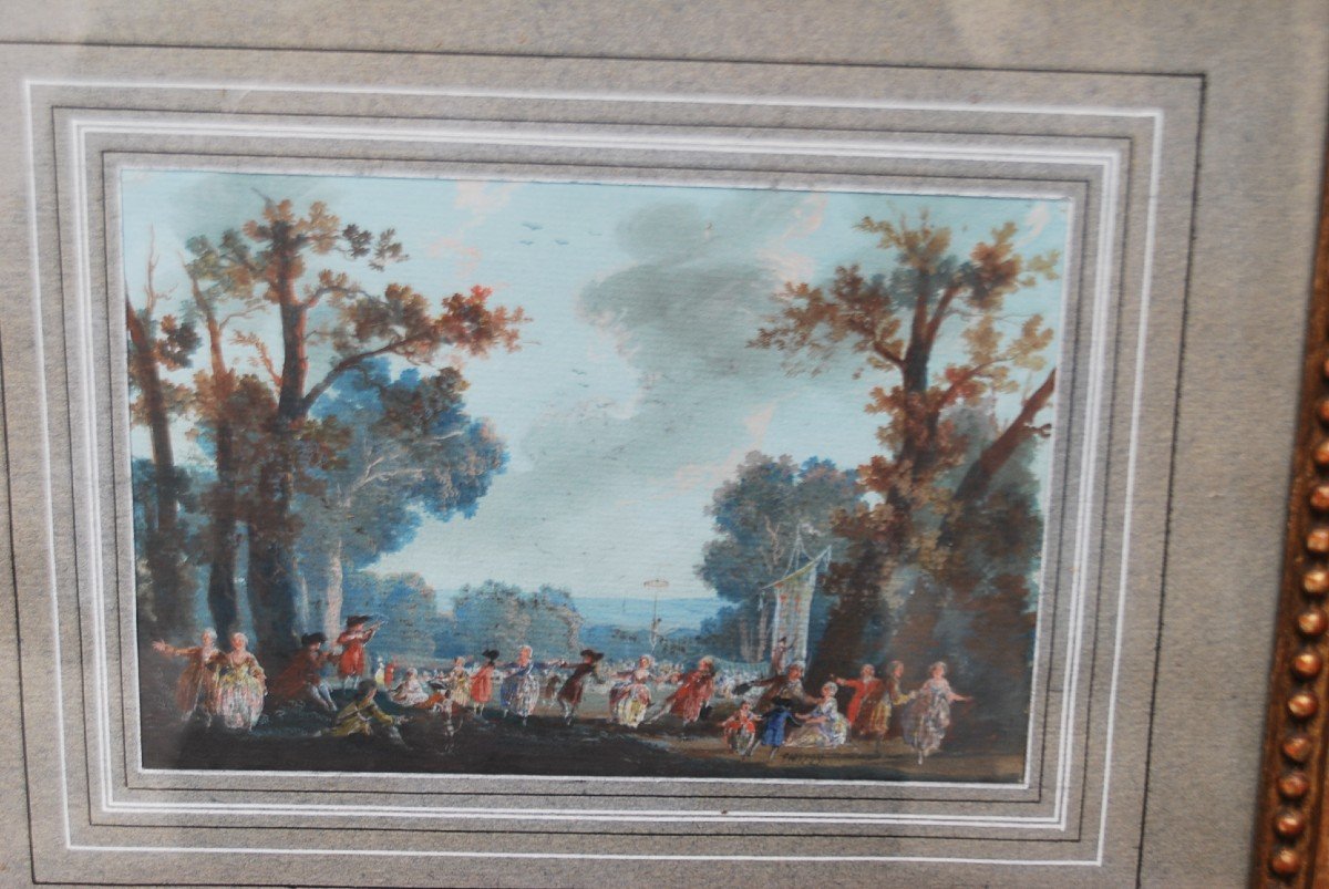 Gouache D Louis XVI Period Late XVIII Festival In Saint Cloud -photo-1