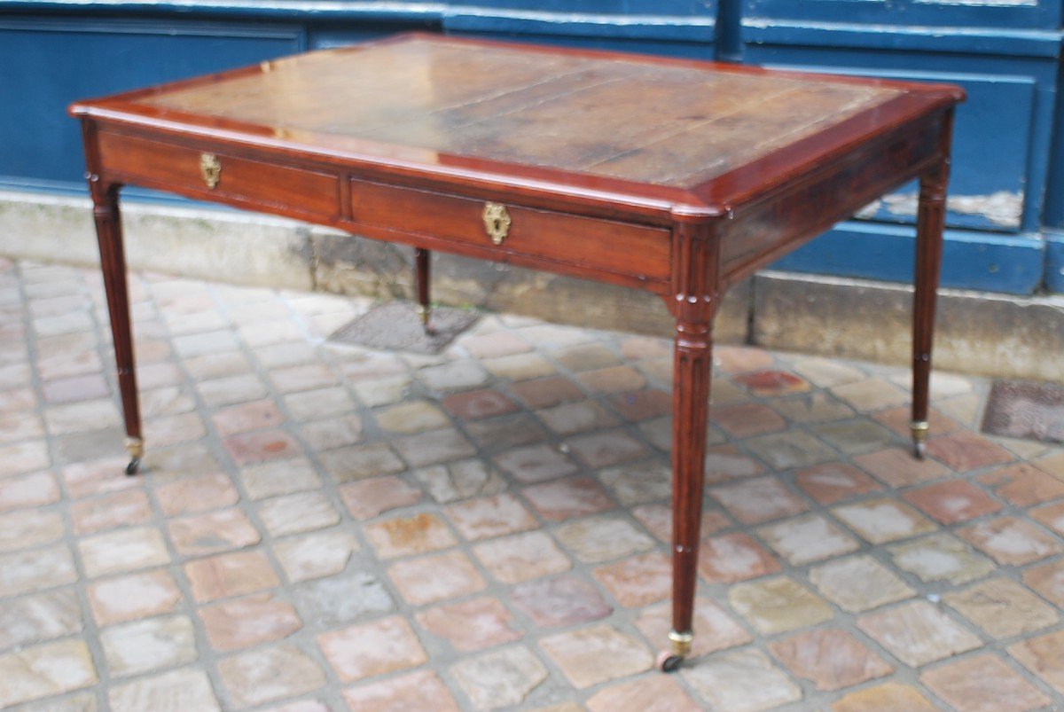 Rare Library Or Architect's Desk From Louis XVI Period Stamped By Bruns-photo-2