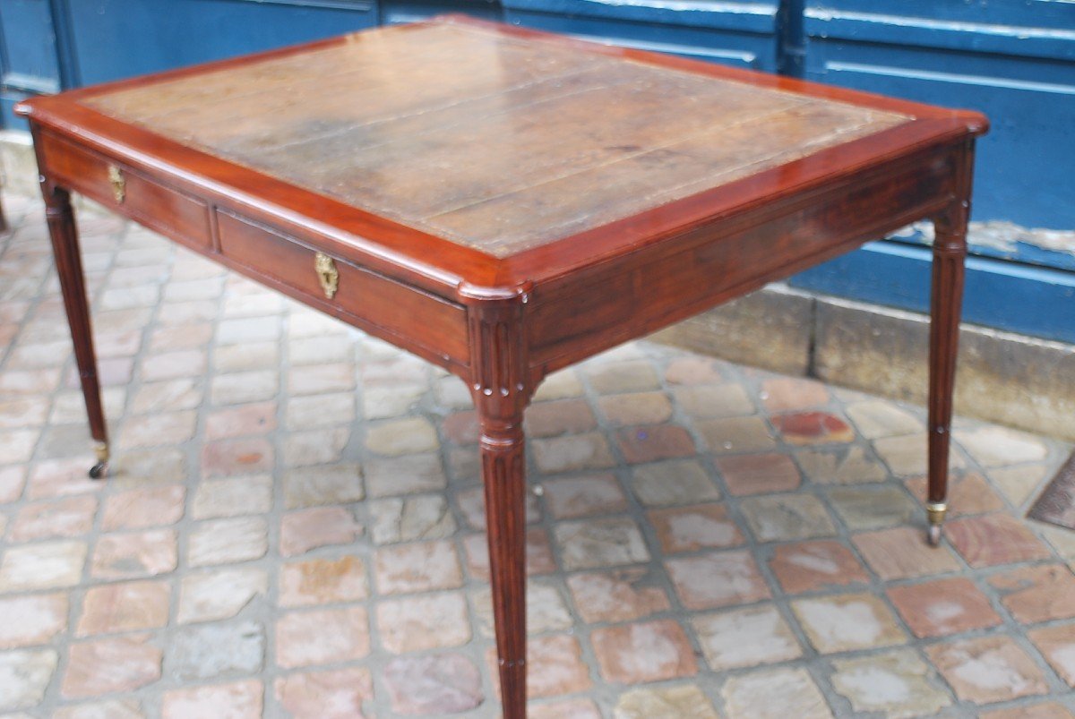 Rare Library Or Architect's Desk From Louis XVI Period Stamped By Bruns-photo-3