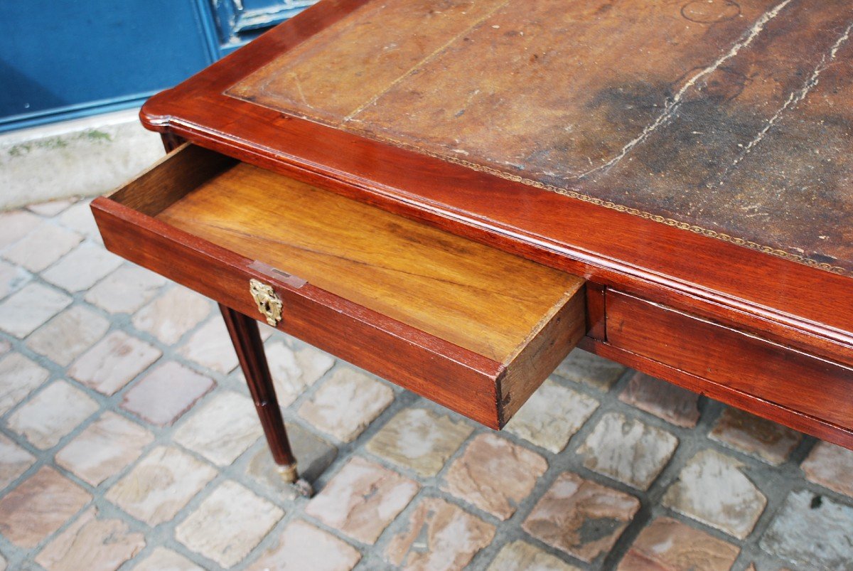 Rare Library Or Architect's Desk From Louis XVI Period Stamped By Bruns-photo-2