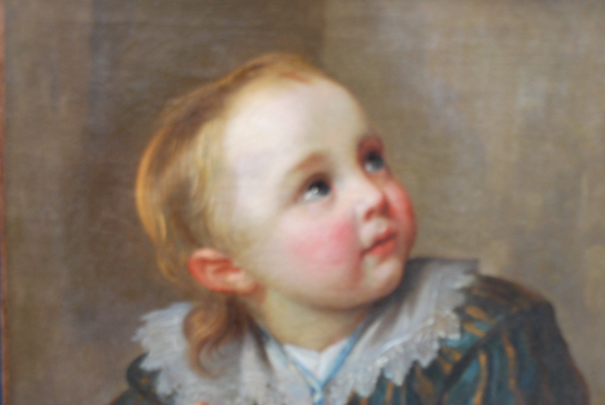 Portrait Of Young Child With Cherries 18th Century School-photo-2