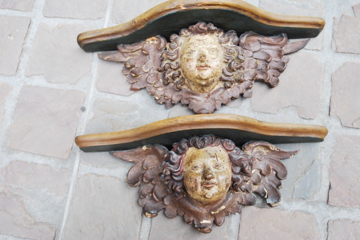 Pair Of Consoles With Angel Heads Italy XVIII-photo-2