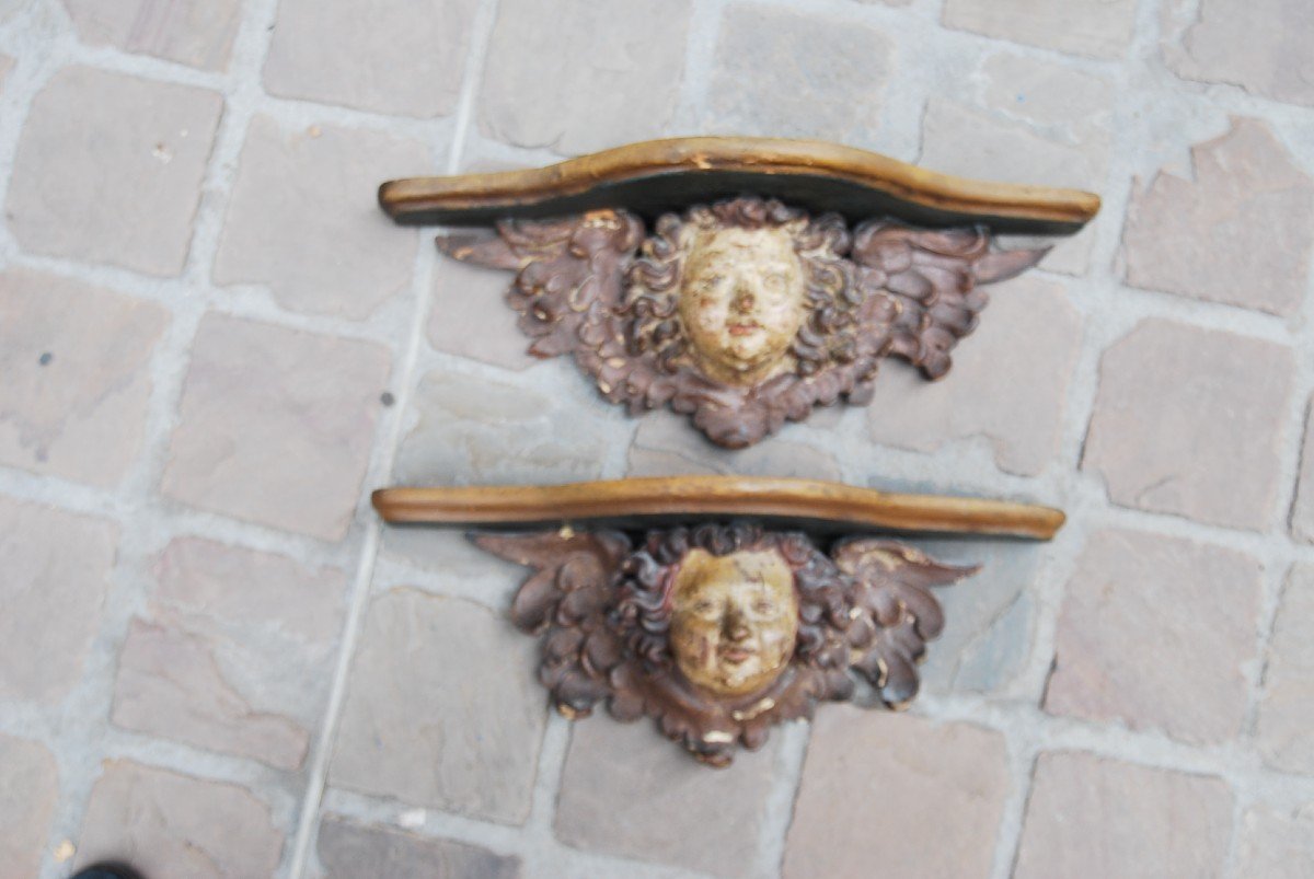 Pair Of Consoles With Angel Heads Italy XVIII-photo-2