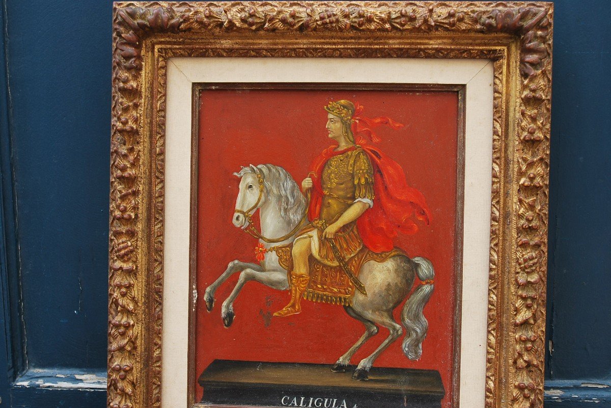 Calugula, Oil On Metal Representing The Emperor Caligula Style XVII-photo-3