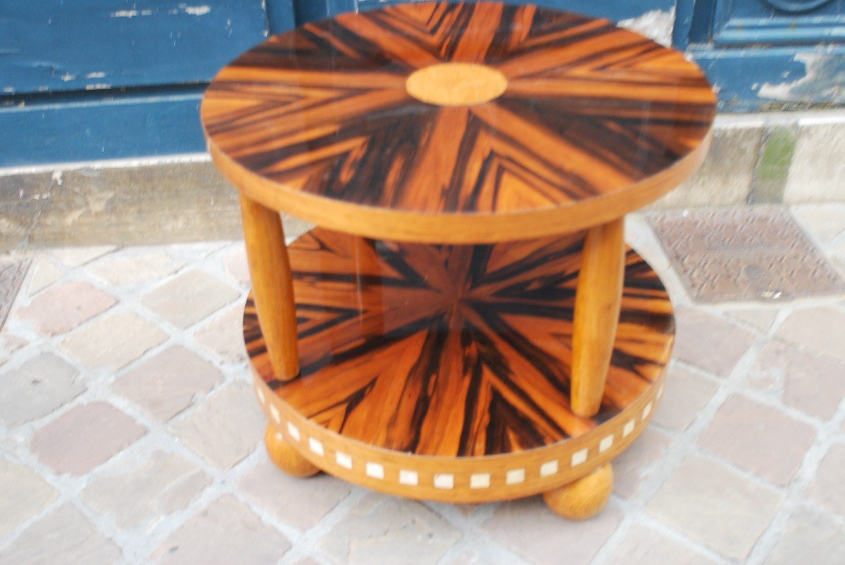 Art Deco Veneer Pedestal Table By Francique Chaleyssin Circa 1925-photo-1