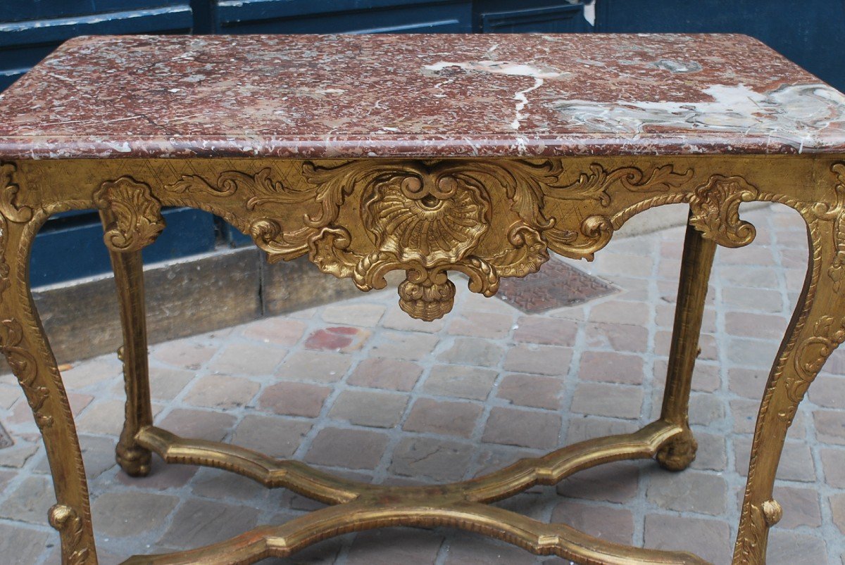 Middle Table In Golden Wood From Louis XIV Period From The 18th Century-photo-2