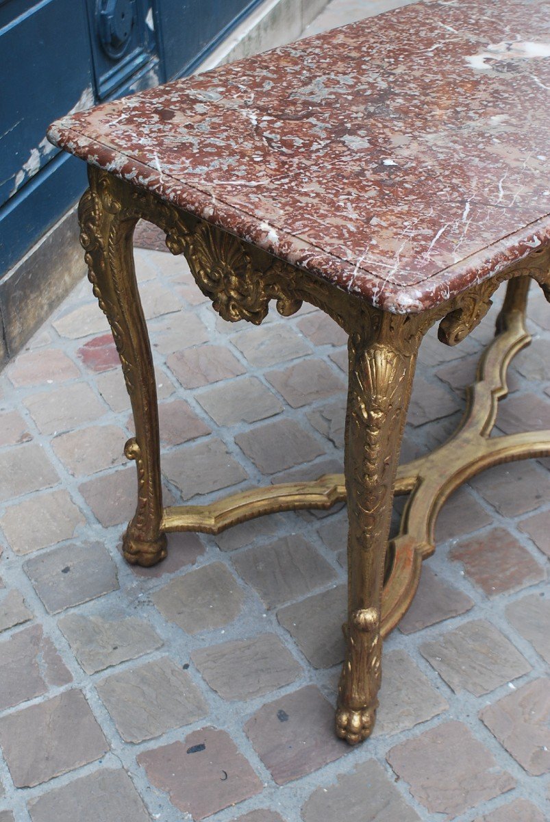 Middle Table In Golden Wood From Louis XIV Period From The 18th Century-photo-3