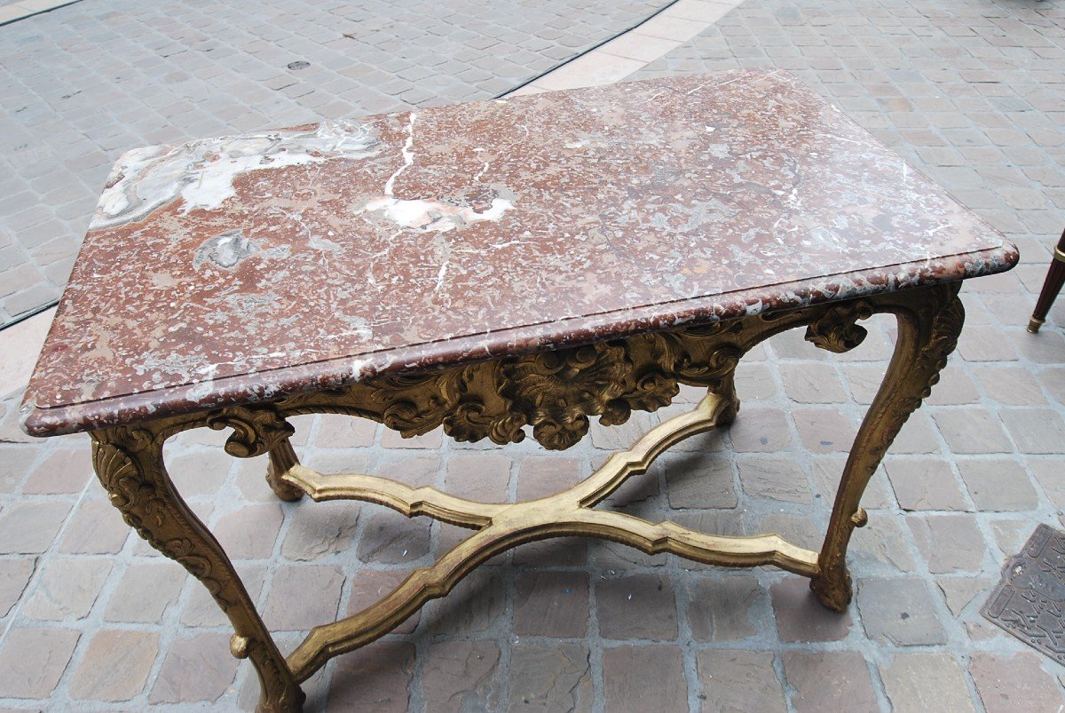 Middle Table In Golden Wood From Louis XIV Period From The 18th Century-photo-1
