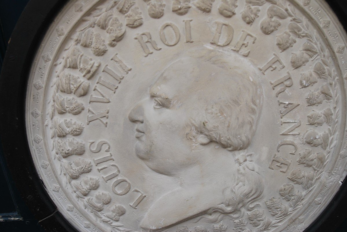 Large Plaster Medallion Profile Of Louis XVIII And King Of Frances XIX-photo-6