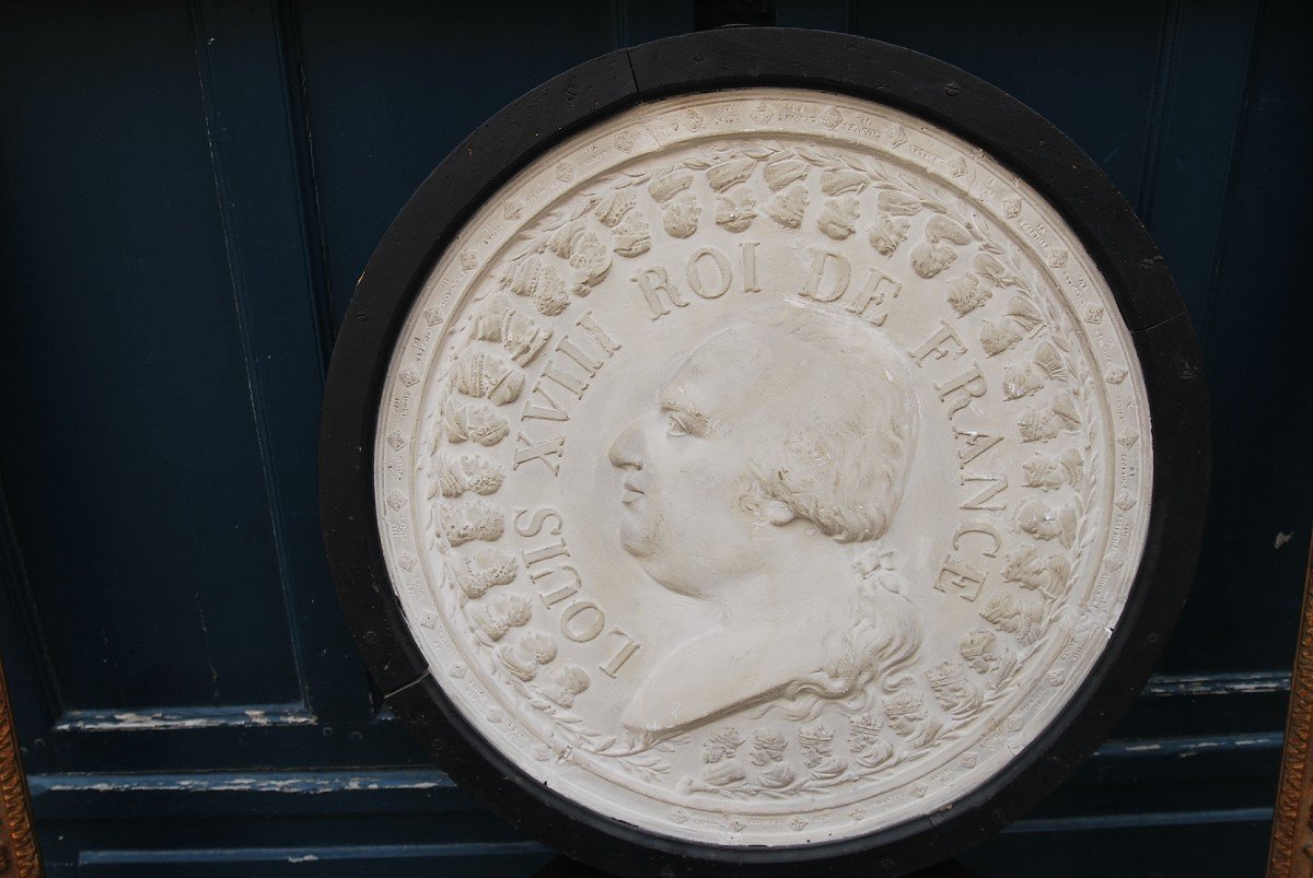 Large Plaster Medallion Profile Of Louis XVIII And King Of Frances XIX-photo-7