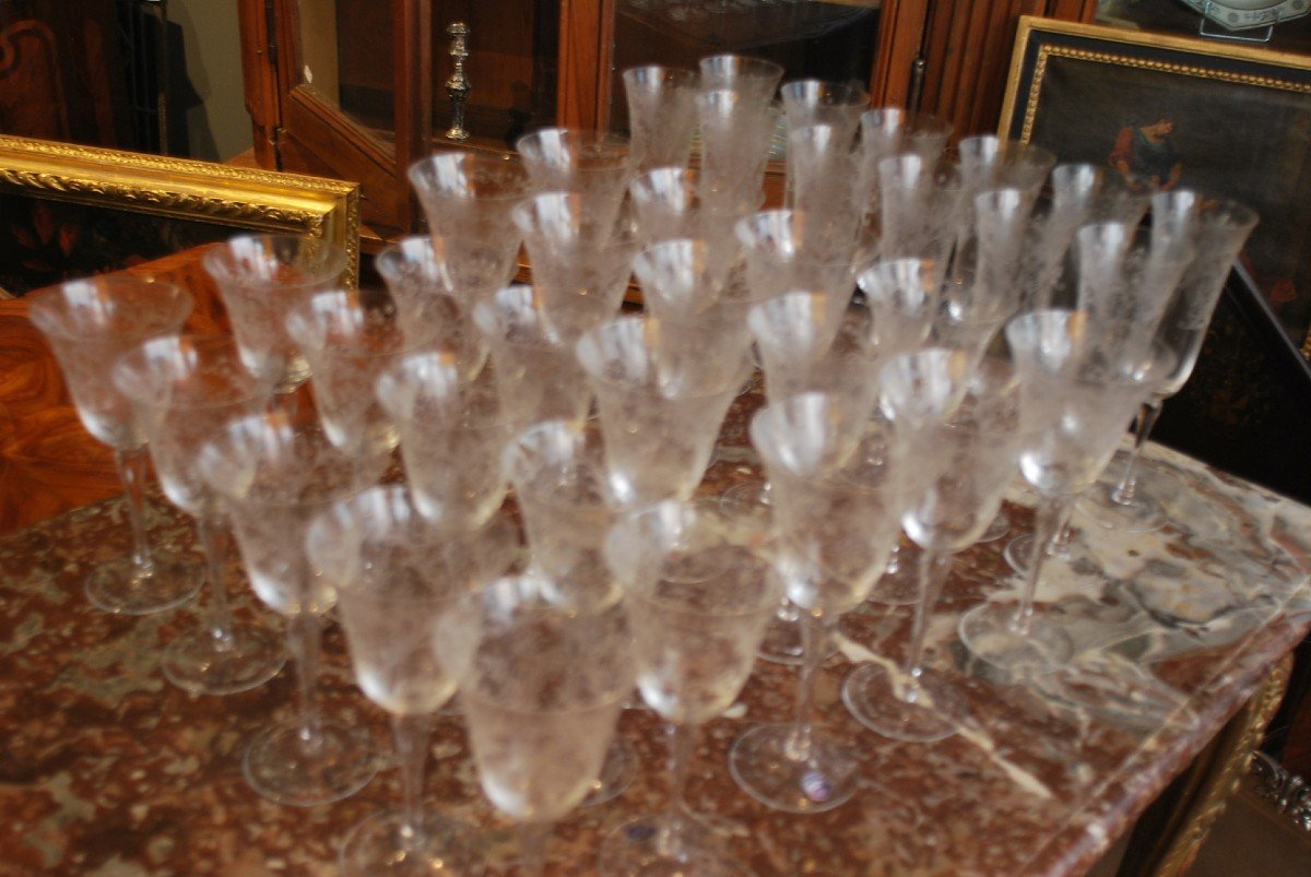 Murano From Genedese Vetri Part Of Services Of 36 Engraved Glasses-photo-1