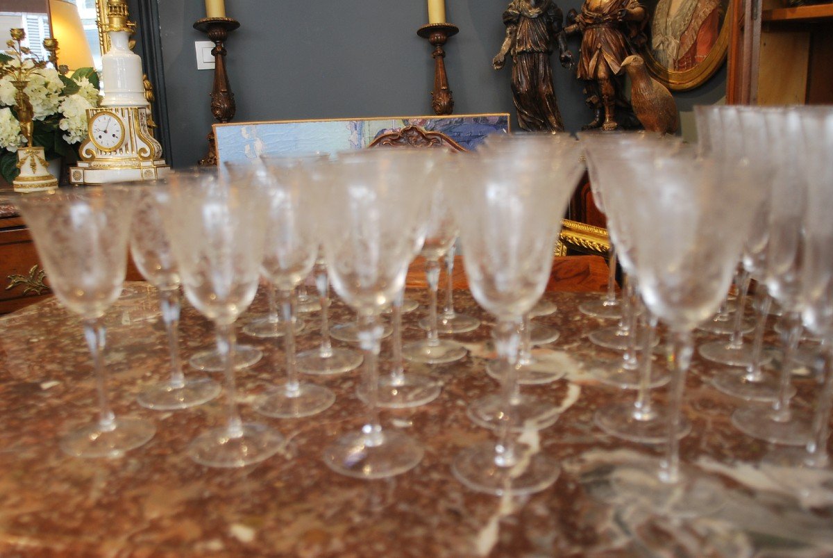 Murano From Genedese Vetri Part Of Services Of 36 Engraved Glasses-photo-4