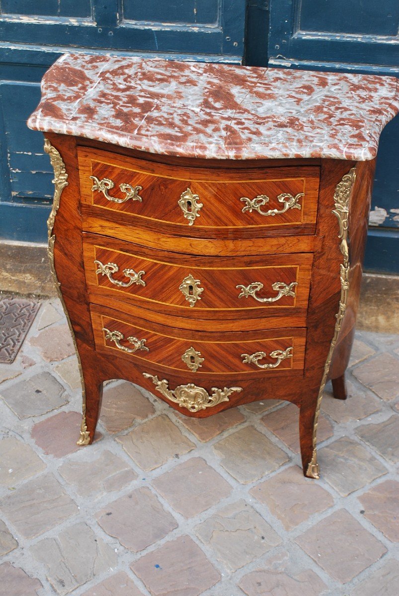 Small Sauteuse Commode From Louis XV Period From The 18th Century-photo-4