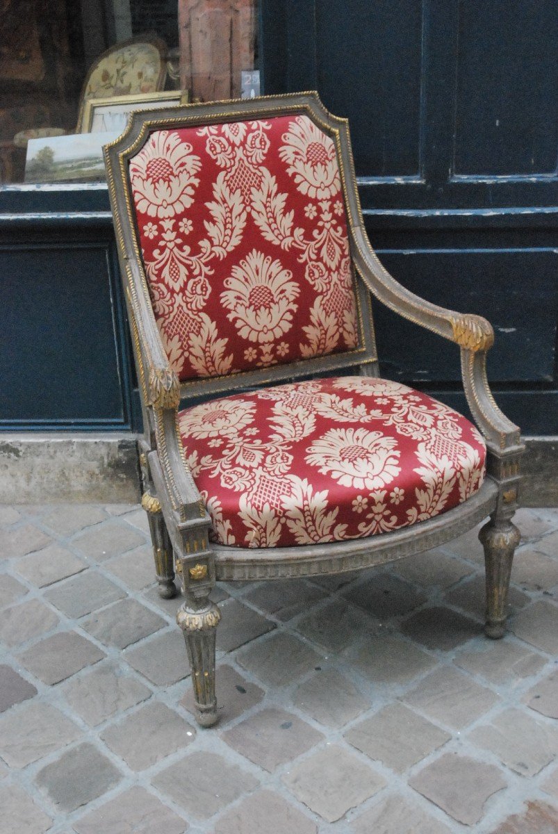 Pair Of Italian Chassis Armchair Louis XVI Style-photo-7